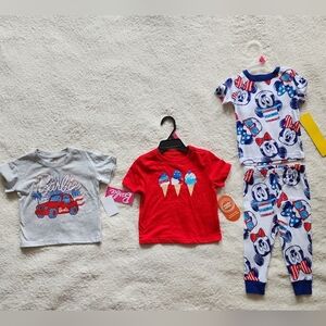 NWT baby / toddler girl Patriotic summer 4th of July clothes bundle, size 12 mnt